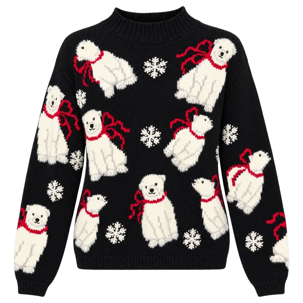 VTG Marisa Christina Coquette Polar Bear Sweater Large Petite Holiday Festive